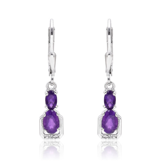 Ezüst Fülbevaló Marokkói Ametiszttel