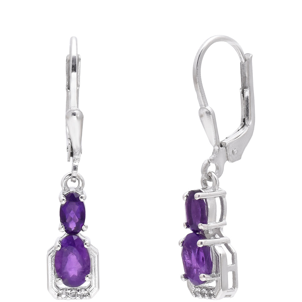 Ezüst Fülbevaló Marokkói Ametiszttel