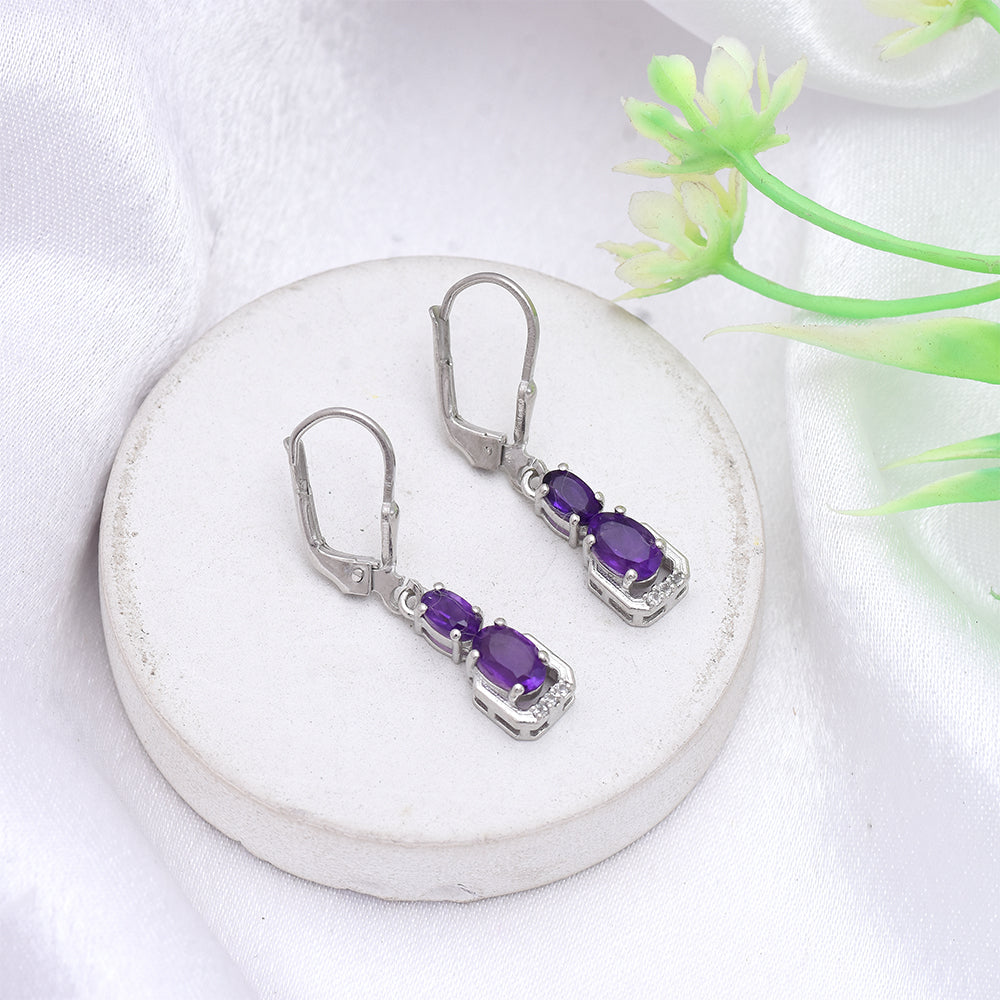 Ezüst Fülbevaló Marokkói Ametiszttel 5 