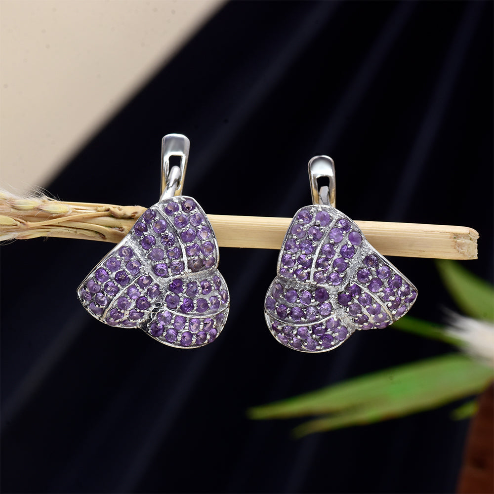 Ezüst Fülbevaló Marokkói Ametiszttel