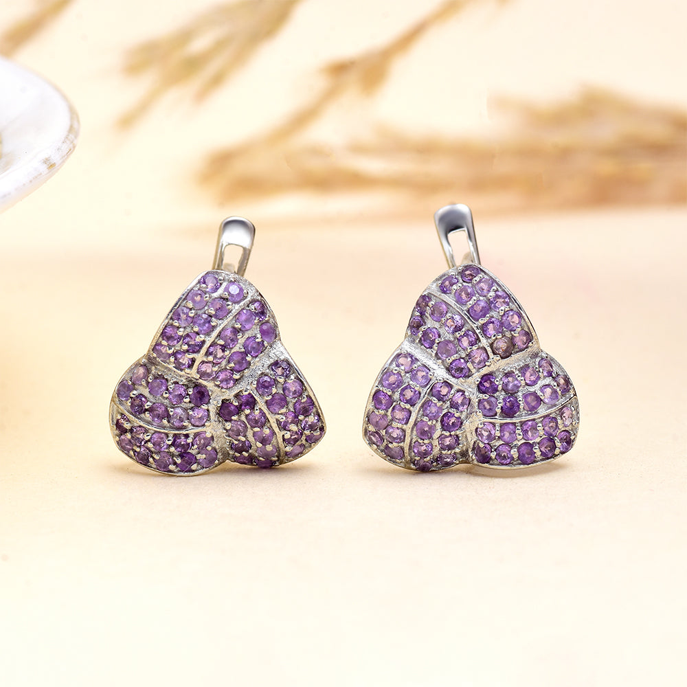 Ezüst Fülbevaló Marokkói Ametiszttel 3 