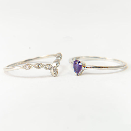 Ezüst Szett Marokkói Ametiszttel és Fehér Topázzal ( Gyűrű )