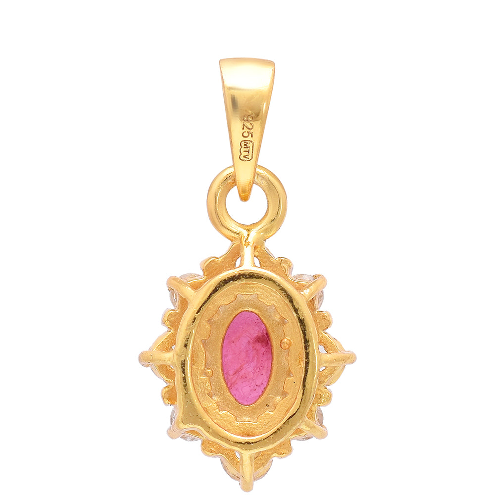 Arannyal Bevont Ezüst Medál Madagaszkári Rubinnal és Fehér Topázzal 2 