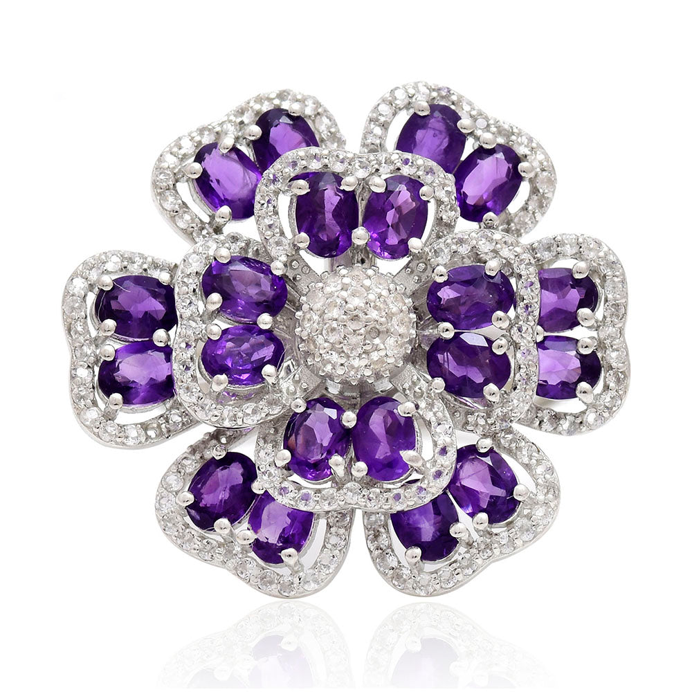 Ezüst Gyűrű Marokkói Ametiszttel és Fehér Topázzal 5 