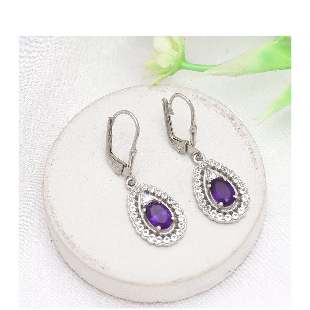 Ezüst Fülbevaló Marokkói Ametiszttel és Fehér Topázzal 1 