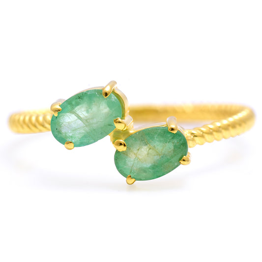 Arannyal Bevont Ezüst Gyűrű Brazil Smaragddal