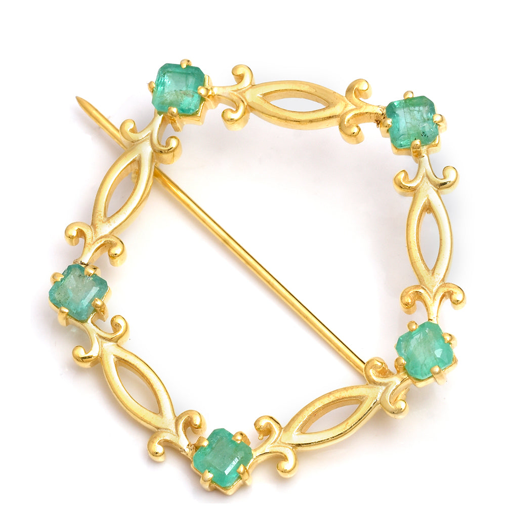 Arannyal Bevont Ezüst Bross Brazil Smaragddal 1 