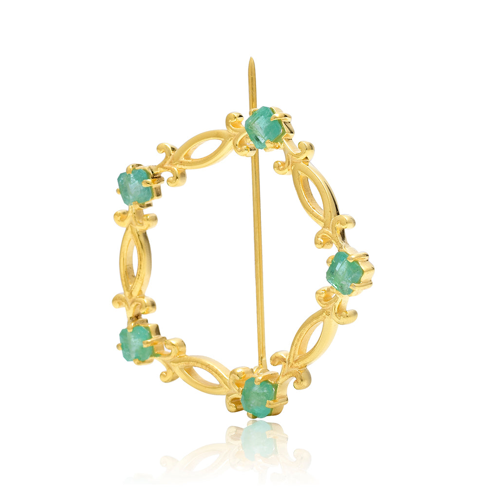 Arannyal Bevont Ezüst Bross Brazil Smaragddal 2 