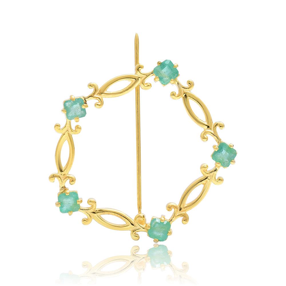 Arannyal Bevont Ezüst Bross Brazil Smaragddal 3 