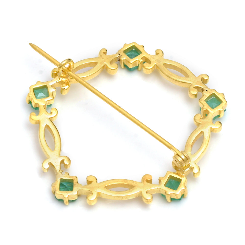 Arannyal Bevont Ezüst Bross Brazil Smaragddal