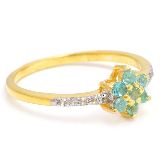 Arannyal Bevont Ezüst Gyűrű Brazil Smaragddal és Fehér Topázzal