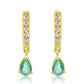 Arannyal Bevont Ezüst Fülbevaló Brazil Smaragddal és Fehér Topázzal