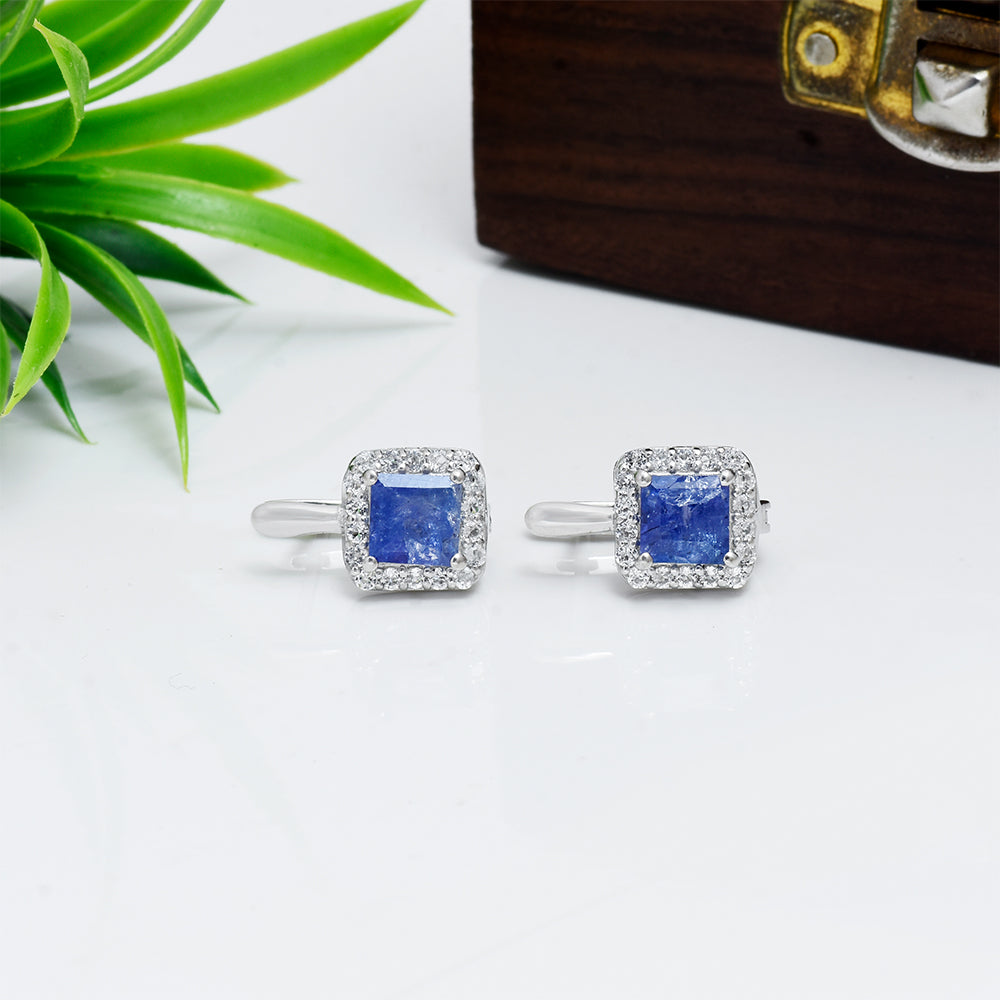 Ezüst Fülbevaló "AAA" Osztályú Tanzanittal és Fehér Topázzal 1 