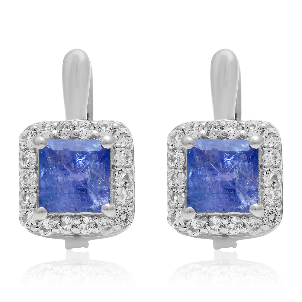 Ezüst Fülbevaló "AAA" Osztályú Tanzanittal és Fehér Topázzal 3 