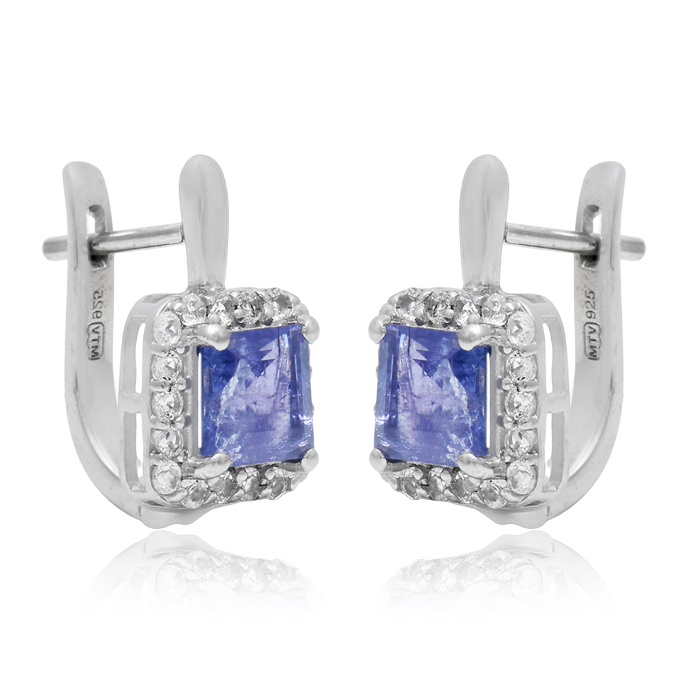 Ezüst Fülbevaló "AAA" Osztályú Tanzanittal és Fehér Topázzal 4 