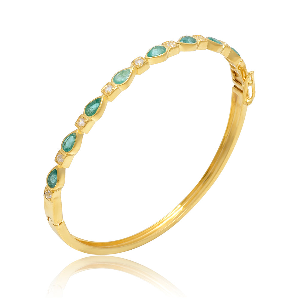 Arannyal Bevont Ezüst Karperec Brazil Smaragddal és Fehér Topázzal 4 