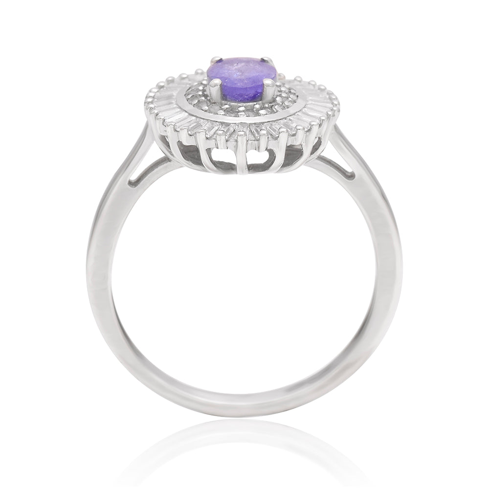 Ezüst Gyűrű "AAA" Osztályú Tanzanittal és Fehér Topázzal 2 