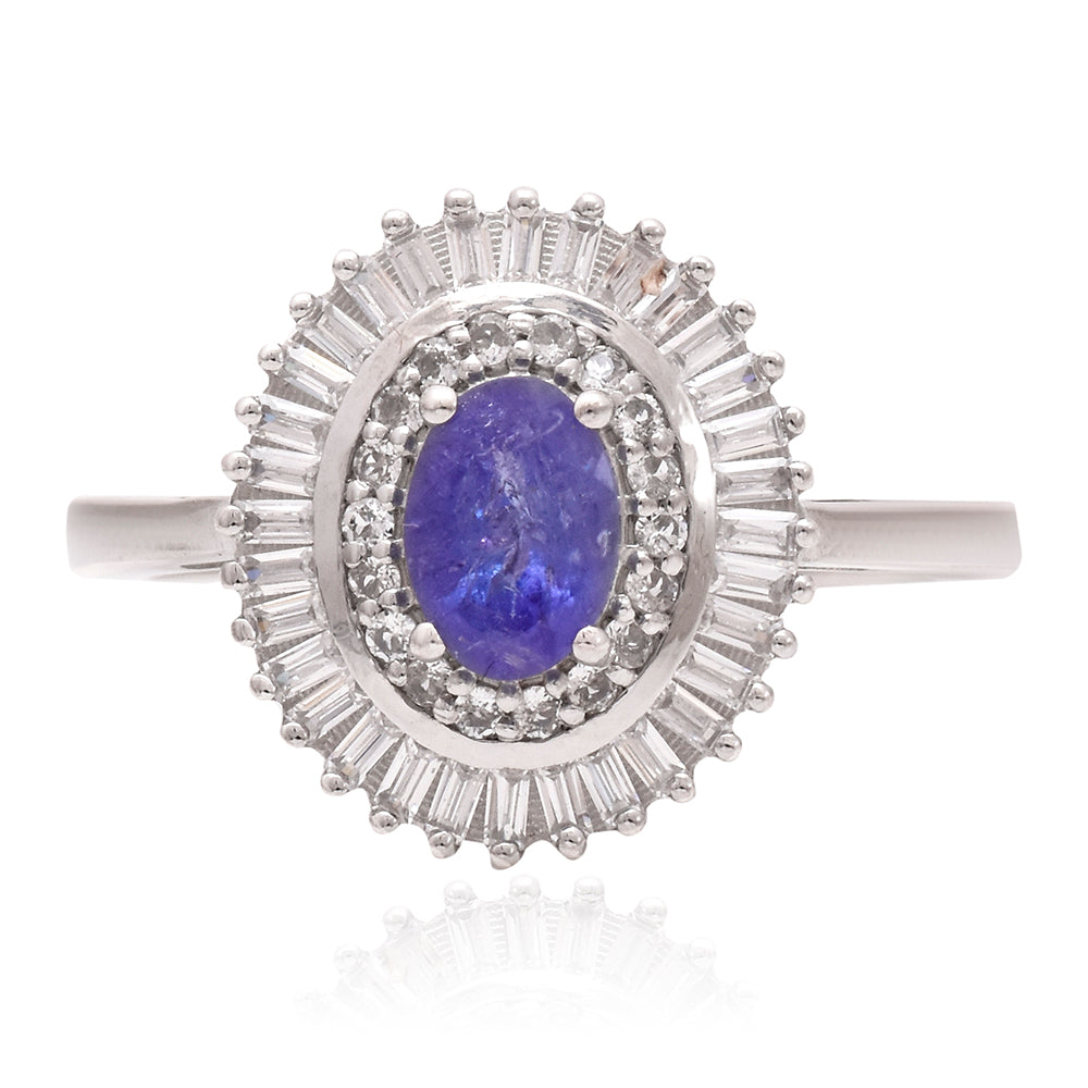 Ezüst Gyűrű "AAA" Osztályú Tanzanittal és Fehér Topázzal