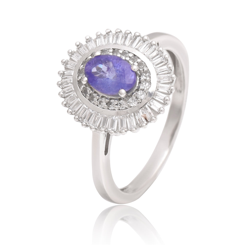 Ezüst Gyűrű "AAA" Osztályú Tanzanittal és Fehér Topázzal 4 