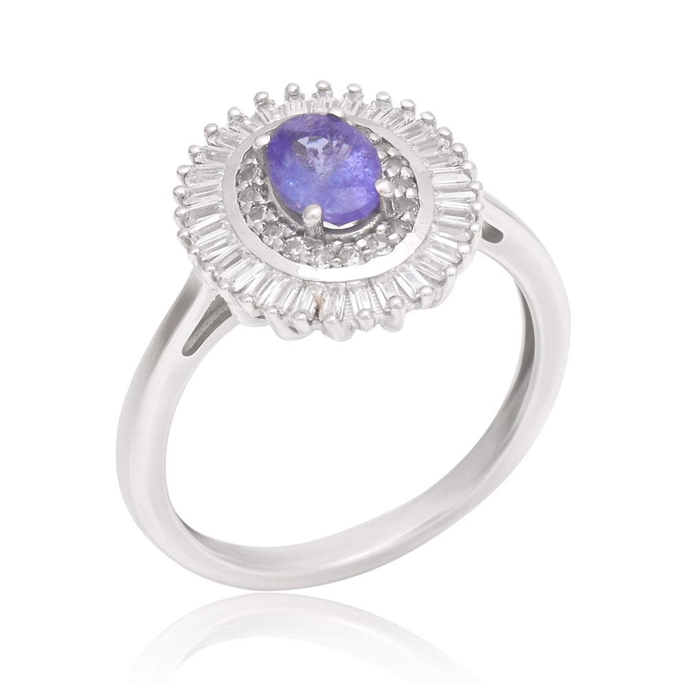 Ezüst Gyűrű "AAA" Osztályú Tanzanittal és Fehér Topázzal 1 