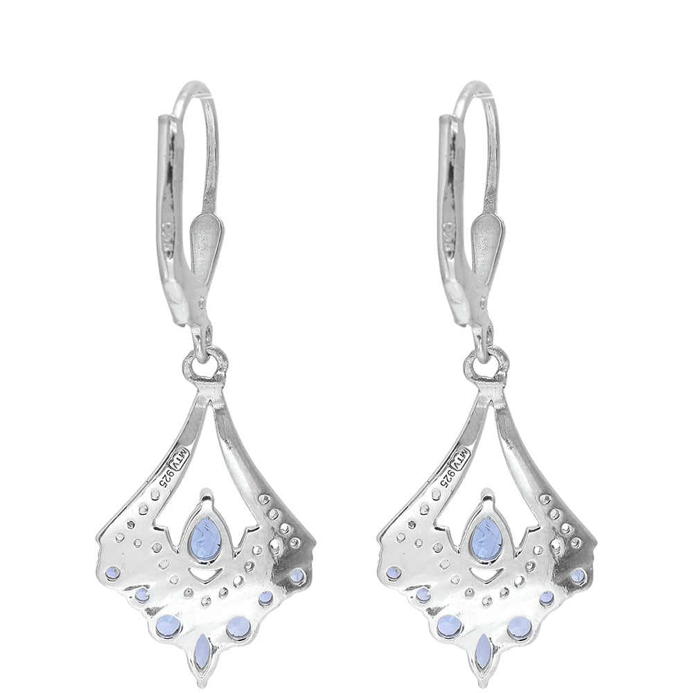 Ezüst Fülbevaló "AAA" Osztályú Tanzanittal és Fehér Topázzal 2 