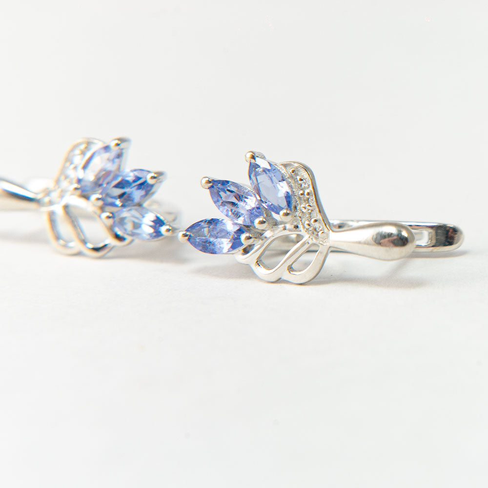 Ezüst Fülbevaló "AAA" Osztályú Tanzanittal és Fehér Topázzal 2 