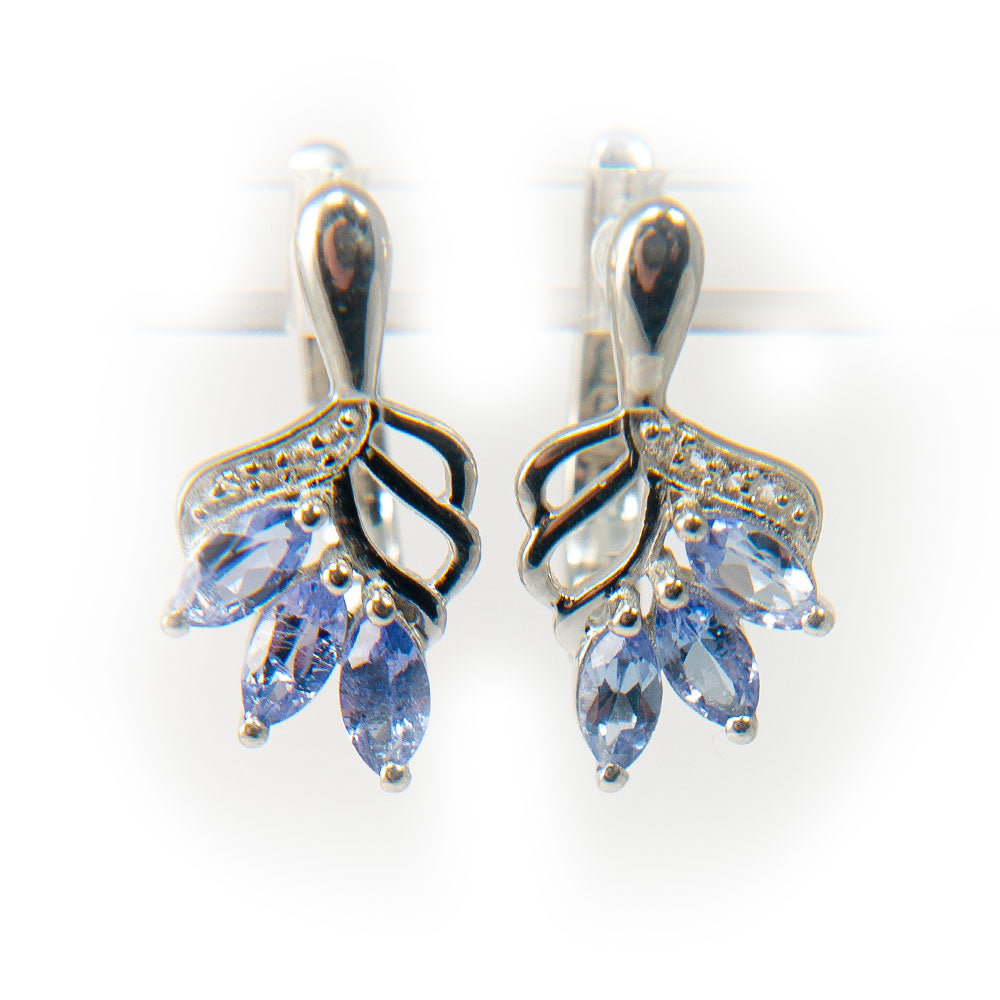 Ezüst Fülbevaló "AAA" Osztályú Tanzanittal és Fehér Topázzal 1 