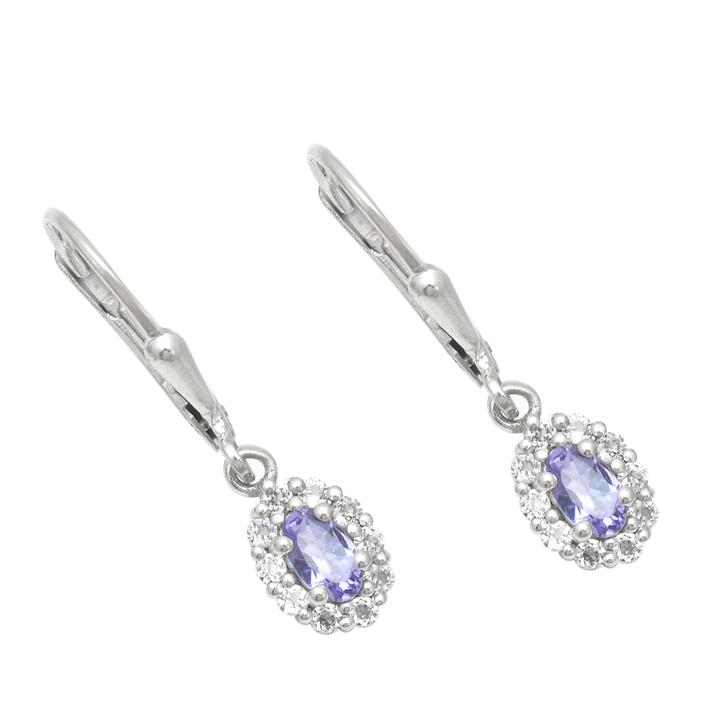 Ezüst Fülbevaló "AAA" Osztályú Tanzanittal és Fehér Topázzal 1 