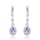 Ezüst Fülbevaló "AAA" Osztályú Tanzanittal és Fehér Topázzal