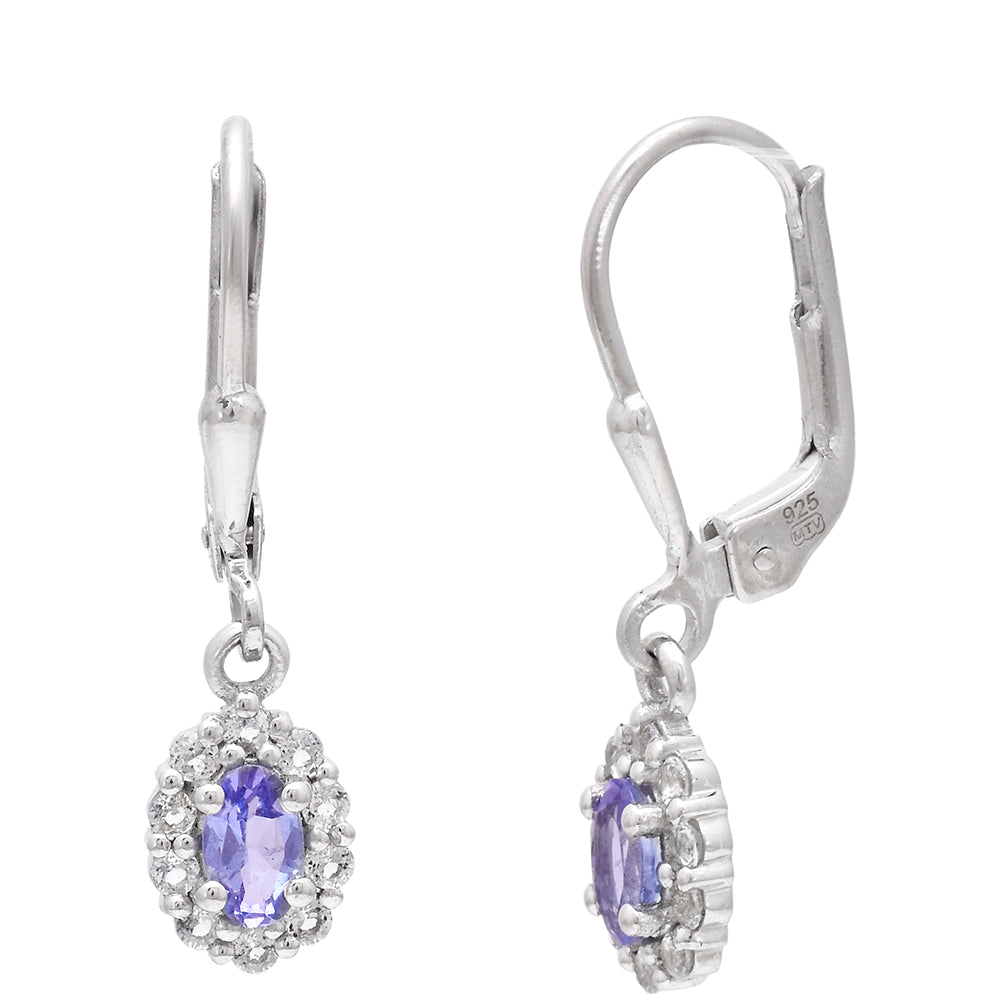 Ezüst Fülbevaló "AAA" Osztályú Tanzanittal és Fehér Topázzal 3 