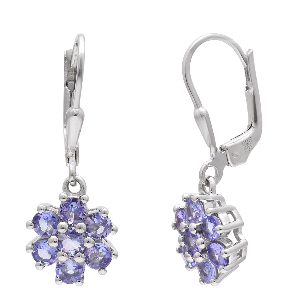 Ezüst Fülbevaló "AAA" Osztályú Tanzanittal 2 