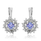 Ezüst Fülbevaló "AAA" Osztályú Tanzanittal és Fehér Topázzal