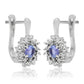 Ezüst Fülbevaló "AAA" Osztályú Tanzanittal és Fehér Topázzal