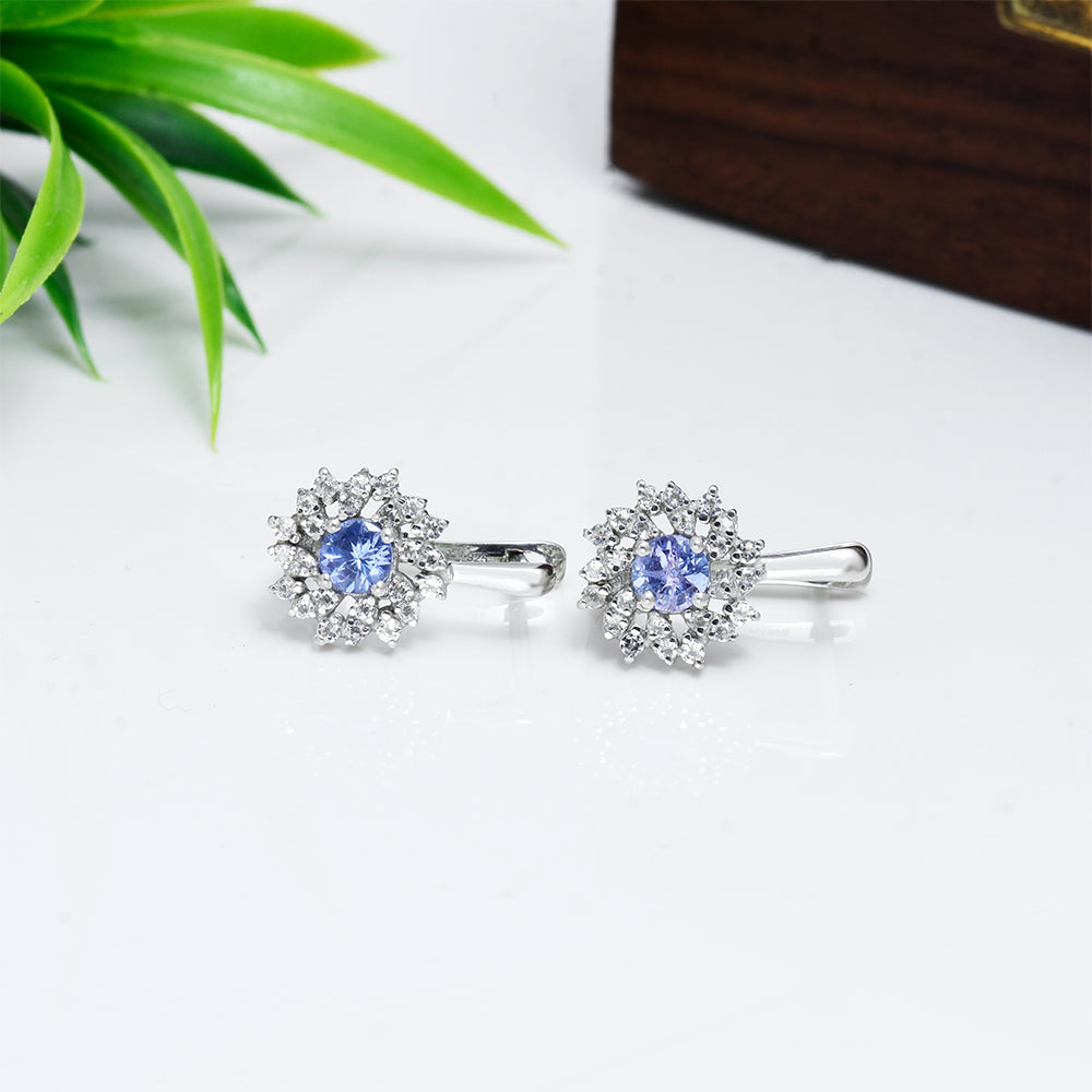 Ezüst Fülbevaló "AAA" Osztályú Tanzanittal és Fehér Topázzal 1 