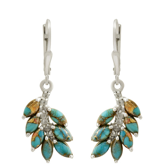 Ezüst Fülbevaló Osztriga Türkizzel és Fehér Topázzal