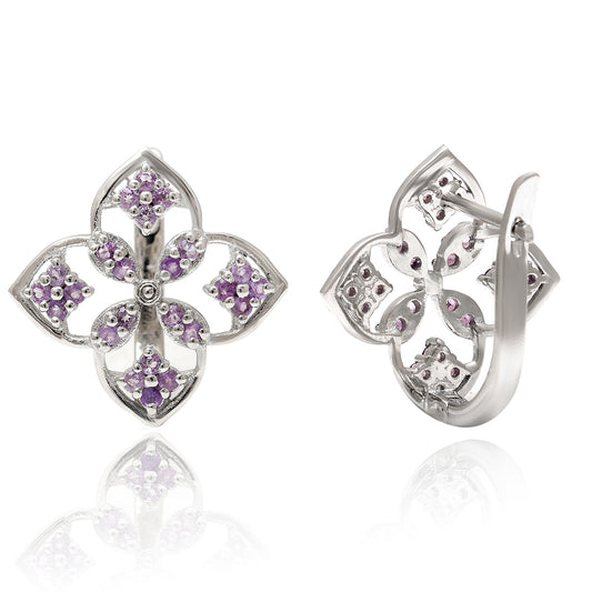 Ezüst Fülbevaló Brazil Ametiszttel