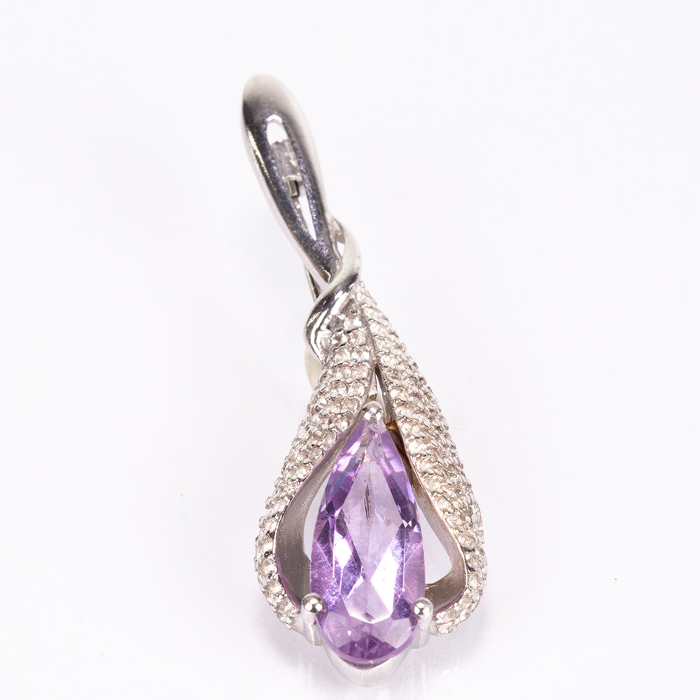 Ezüst Bross Brazil Ametiszttel és Fehér Topázzal