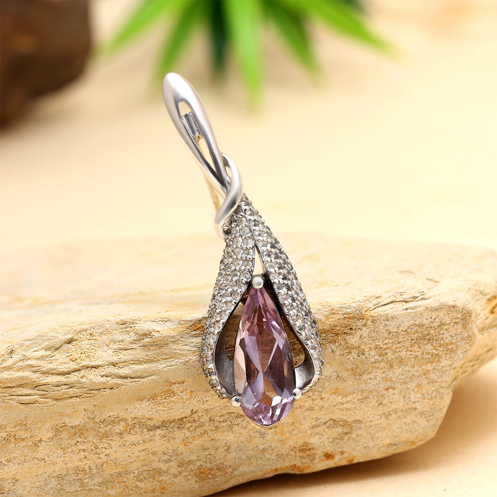 Ezüst Bross Brazil Ametiszttel és Fehér Topázzal 1 