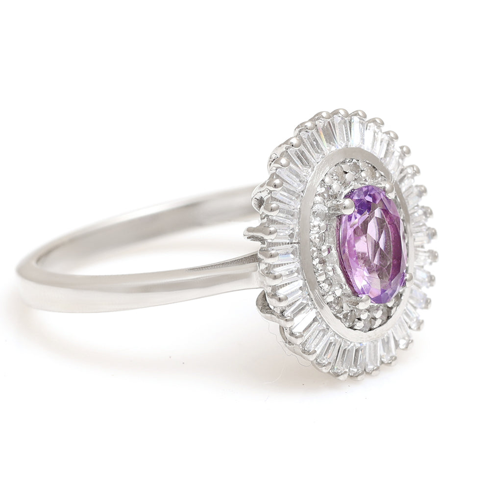Ezüst Gyűrű Brazil Ametiszttel és Fehér Topázzal