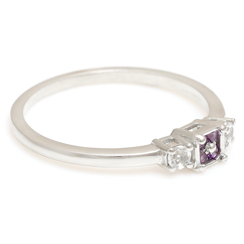 Ezüst Gyűrű Brazil Ametiszttel és Fehér Topázzal 9 