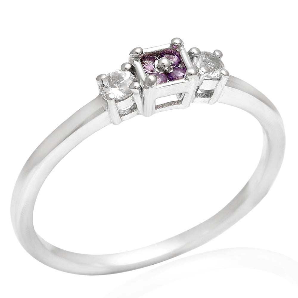 Ezüst Gyűrű Brazil Ametiszttel és Fehér Topázzal