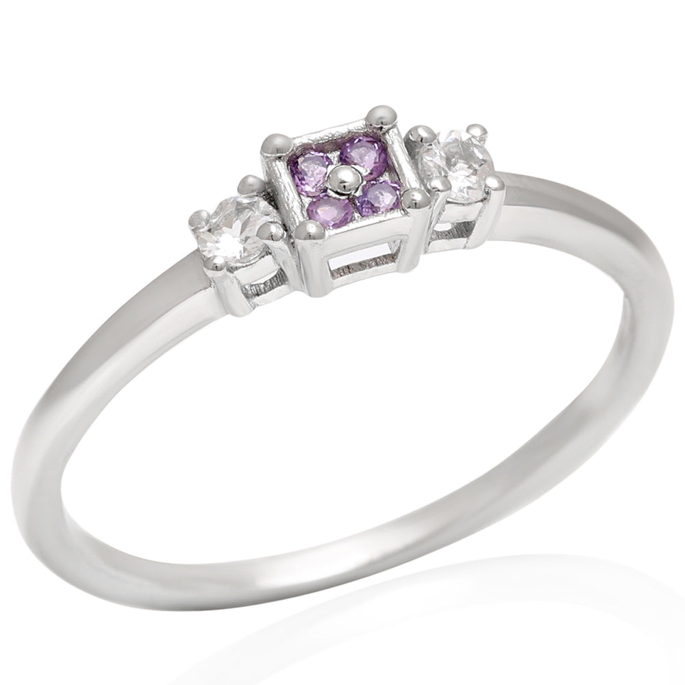 Ezüst Gyűrű Brazil Ametiszttel és Fehér Topázzal