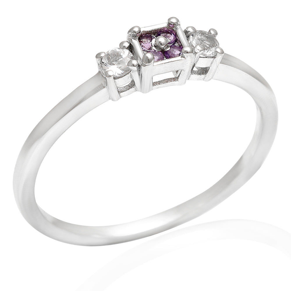 Ezüst Gyűrű Brazil Ametiszttel és Fehér Topázzal 4 