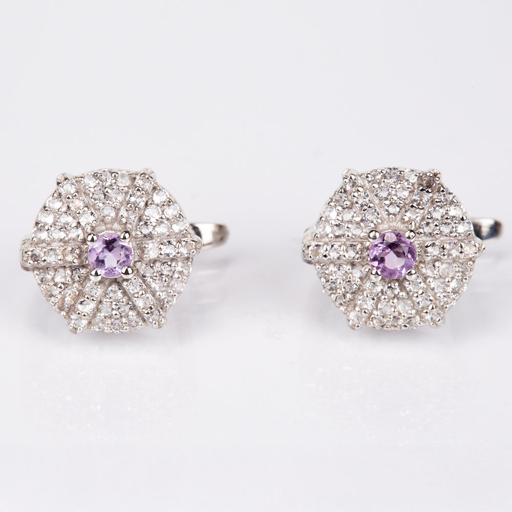 Ezüst Fülbevaló Fehér Topázzal és Brazil Ametiszttel 1 