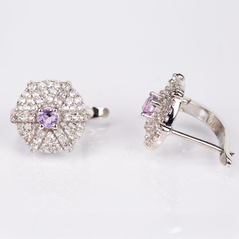 Ezüst Fülbevaló Fehér Topázzal és Brazil Ametiszttel 4 