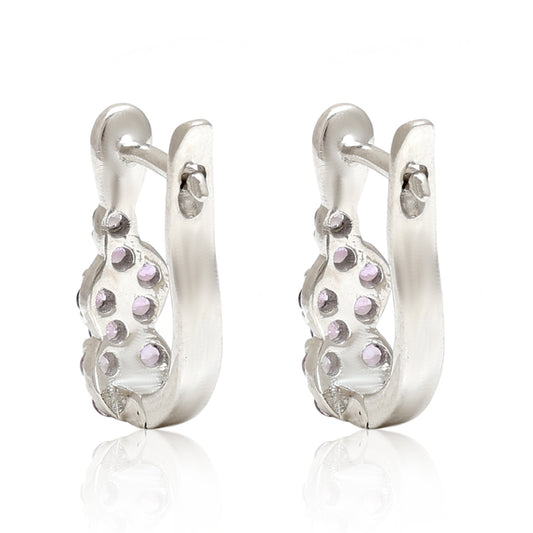 Ezüst Fülbevaló Brazil Ametiszttel