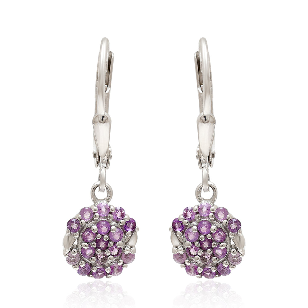 Ezüst Fülbevaló Brazil Ametiszttel