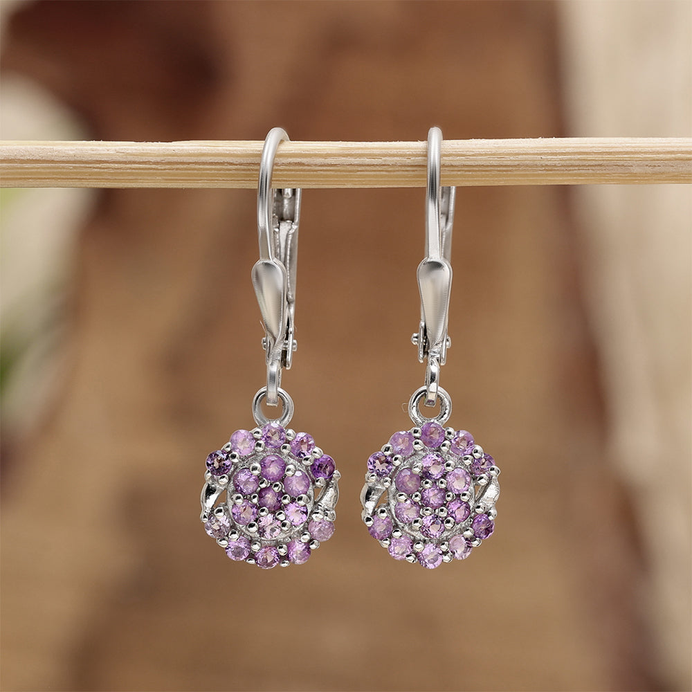 Ezüst Fülbevaló Brazil Ametiszttel