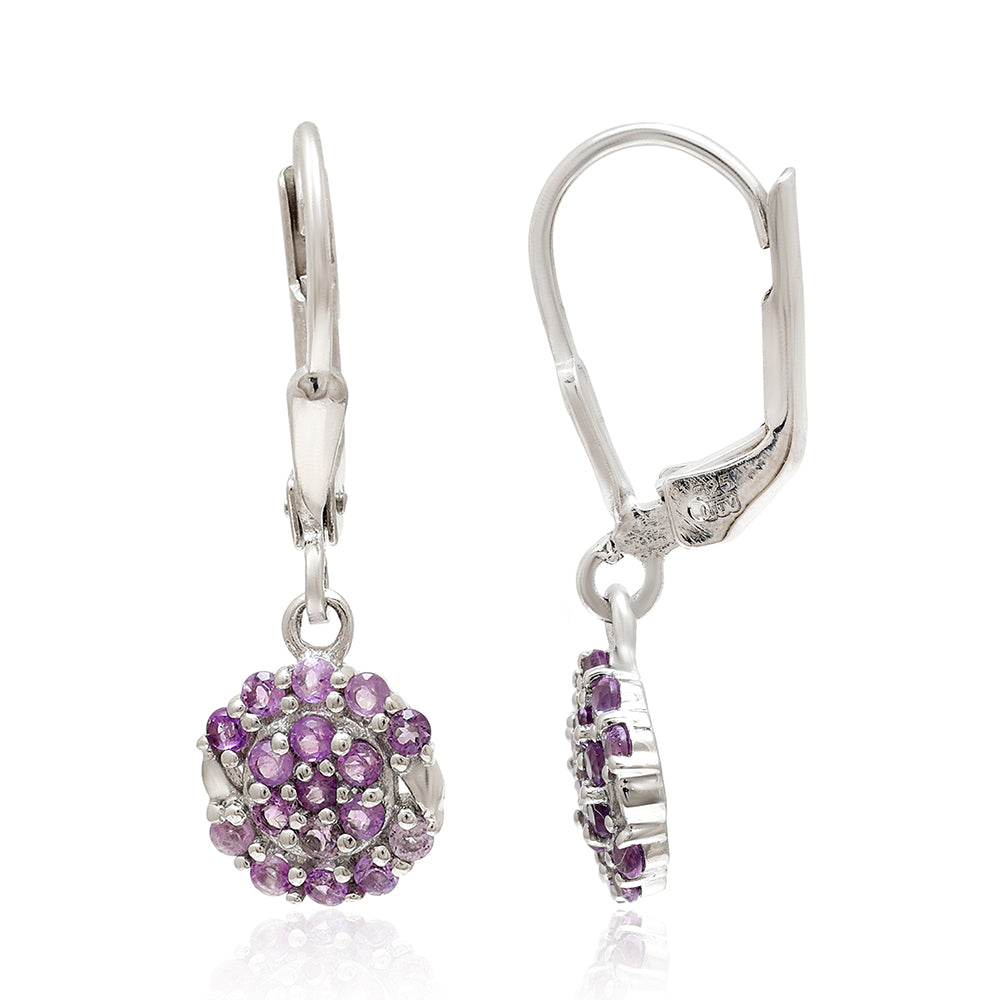 Ezüst Fülbevaló Brazil Ametiszttel 5 