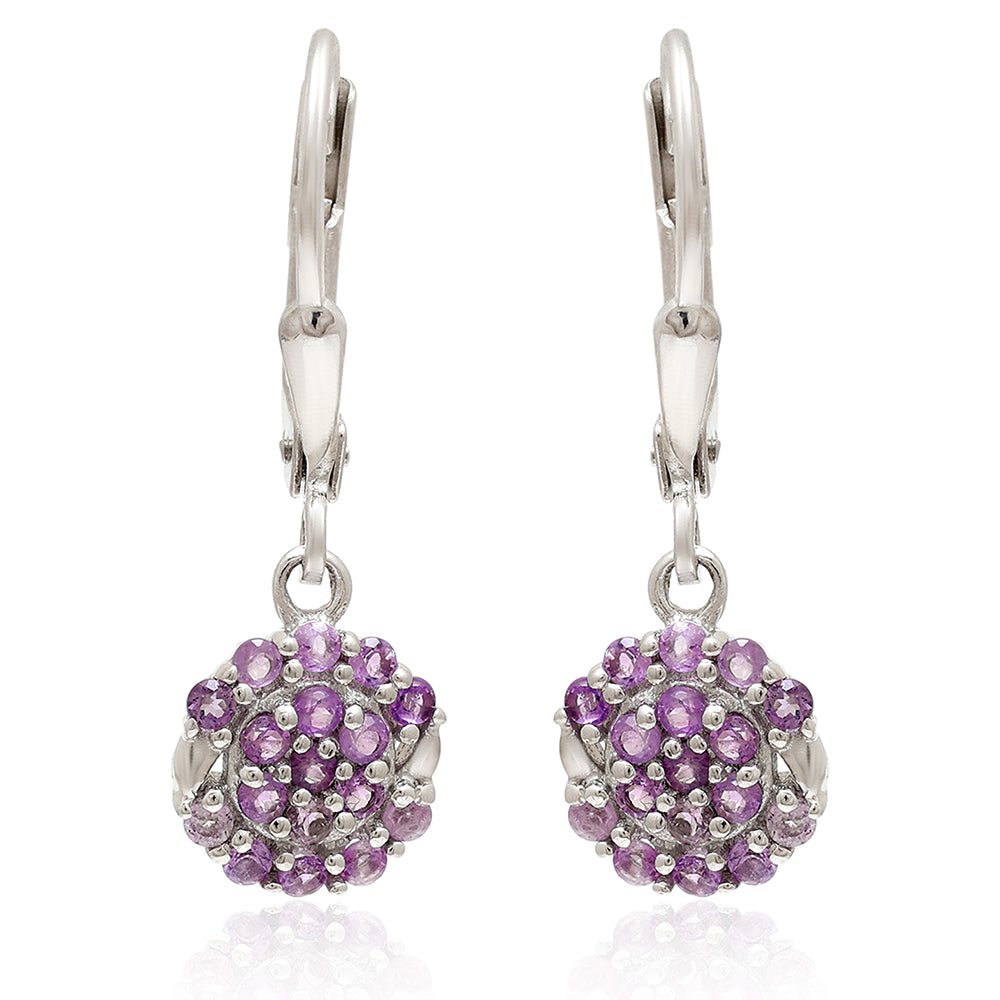 Ezüst Fülbevaló Brazil Ametiszttel